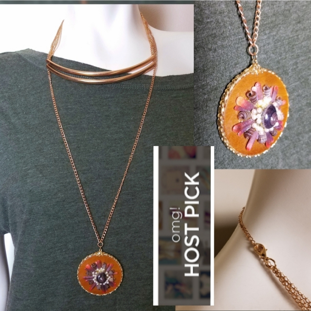 Necklace Set: 1 RARE FIND Lg 70s Vintage shells, pearls & 1 Mod Gold Double Tube